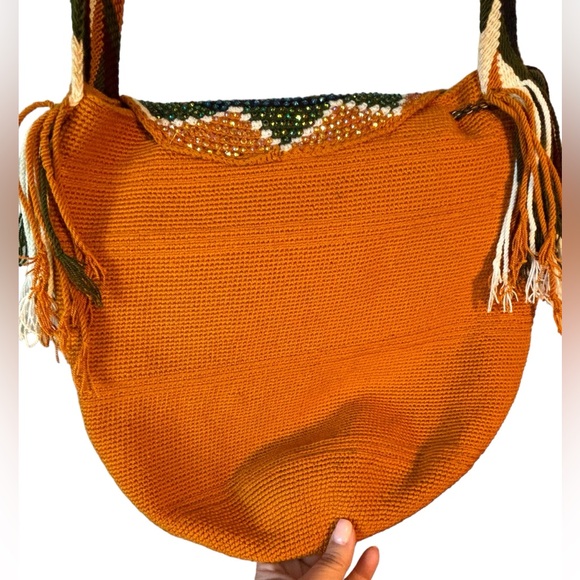 Colombian Wayuu Mochila Crossbody Bag with Crystals - Picture 7 of 13